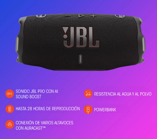 Altavoz Bluetooth JBL Charge 6 (Negro)